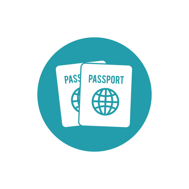 paspoort identificatie toeristische knop - Vector, afbeelding
