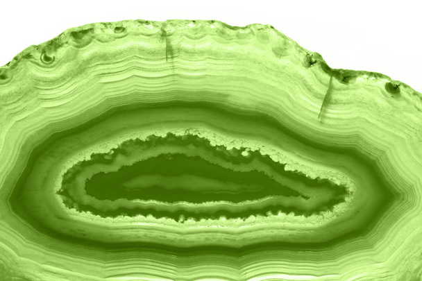 Abstract background - green agate slice mineral macro (PANTONE 15-0343 greenery) - Photo, Image