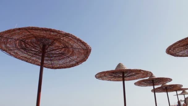 Ομπρέλα σιλουέτα στην παραλία - Πλάνα, βίντεο