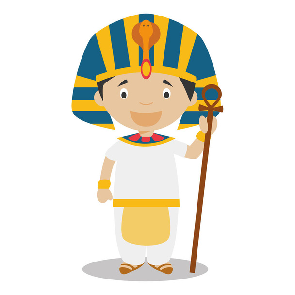 エジプトから文字は、古代エジプトのファラオとして従来の方法で服を着てください。ベクトルの図。ワールド コレクションの子供. - ベクター画像