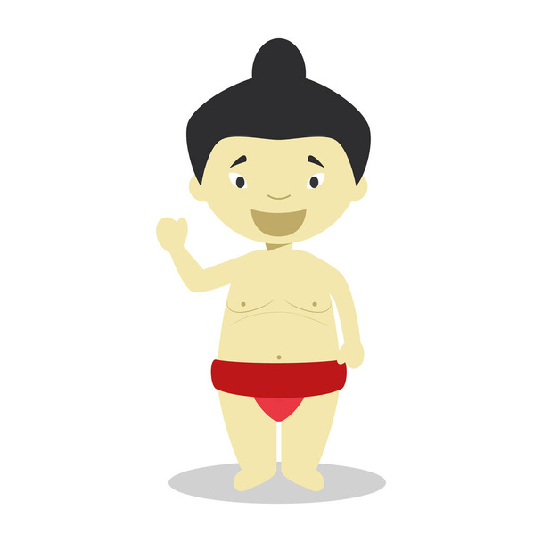 Postava z Japonska, oblečený jako zápasník sumo. Vektorové ilustrace. Děti z kolekce svět. - Vektor, obrázek