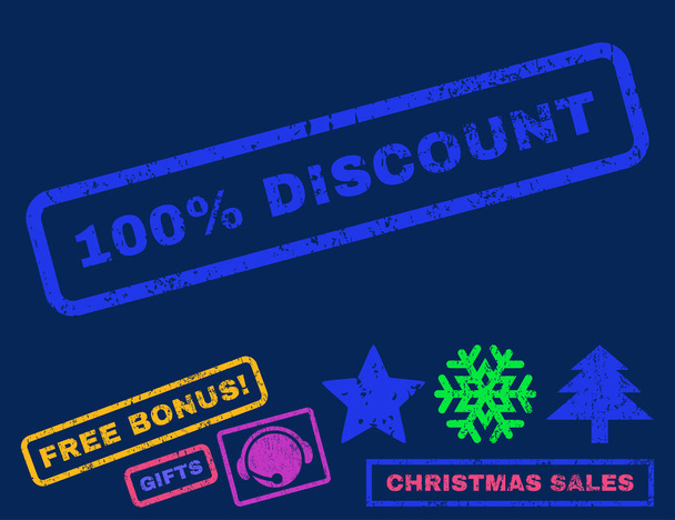 100 Percent Discount Rubber Stamp - Vector, Image