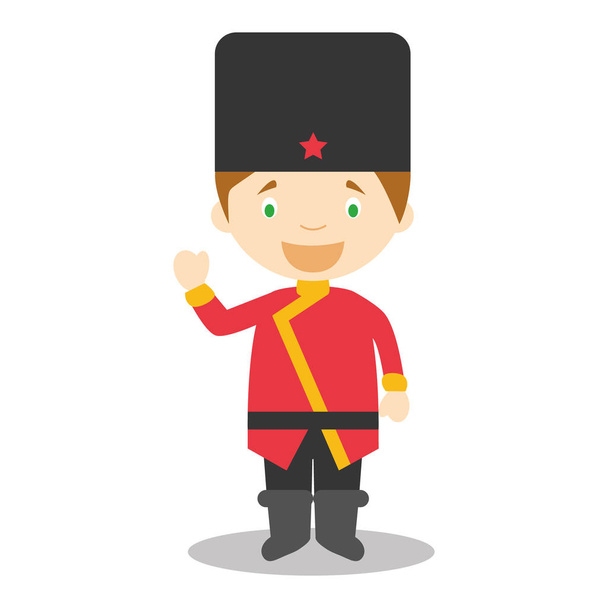 Character from Russia dressed in the traditional way Vector Illustration. Kids of the World Collection. - Vector, Image