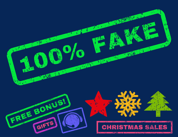 100 Percent Fake Rubber Stamp - Vector, Image