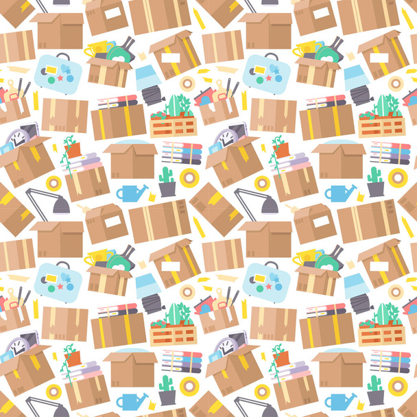 Carrying boxes seamless pattern warehouse shipping container. - Vector, Image