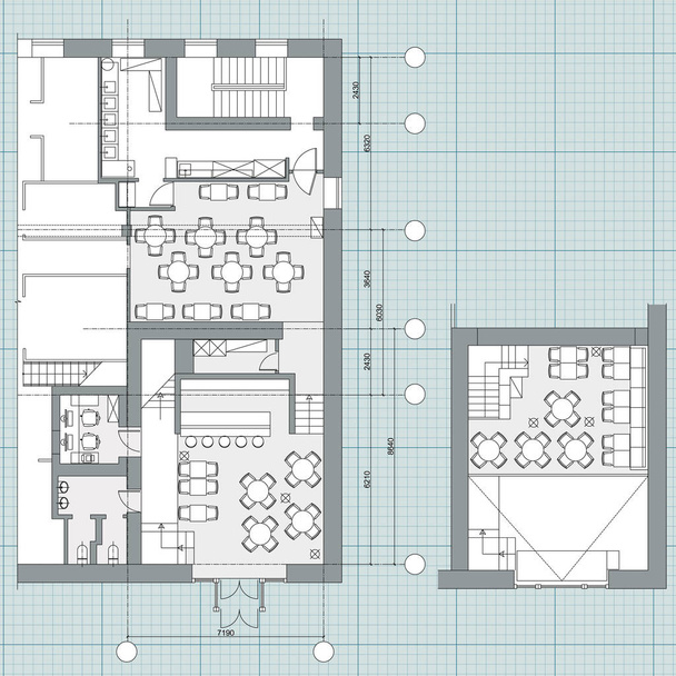 Стандартні меблі для кафе символи на планах підлоги
 - Вектор, зображення