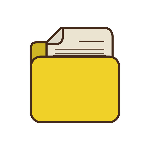 мультяшна жовта папка звітного паперу документа
 - Вектор, зображення