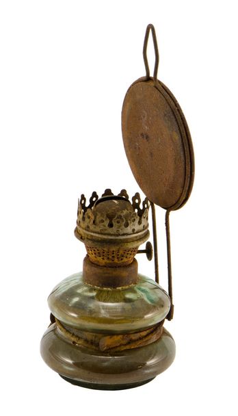 Rusty retro kerosene lamp isolated on white - Photo, Image