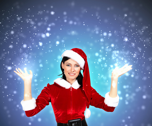 Portrait of girl wearing santa claus clothes - Zdjęcie, obraz
