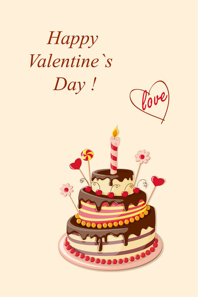 Aftelkalender voor Valentijnsdag Cake - Vector, afbeelding