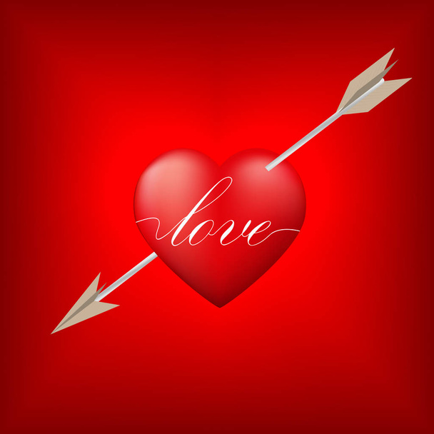 Красное сердце, пронзенное стрелой
  - Фото, изображение