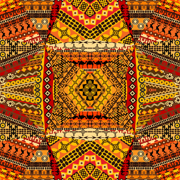 motywy afrykańskie kolaż z włókienniczych pikowania i patchworków - Zdjęcie, obraz