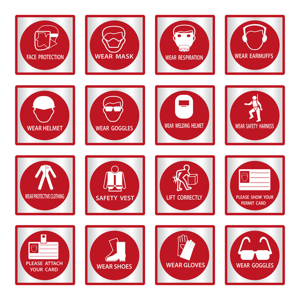 Металлические обязательные знаки, используемые в промышленности
 - Вектор,изображение