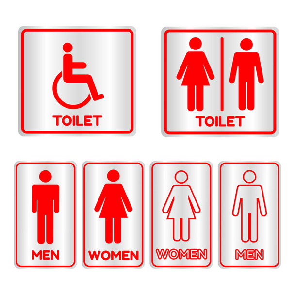 Red square restroom  Sign set with text - Photo, Image