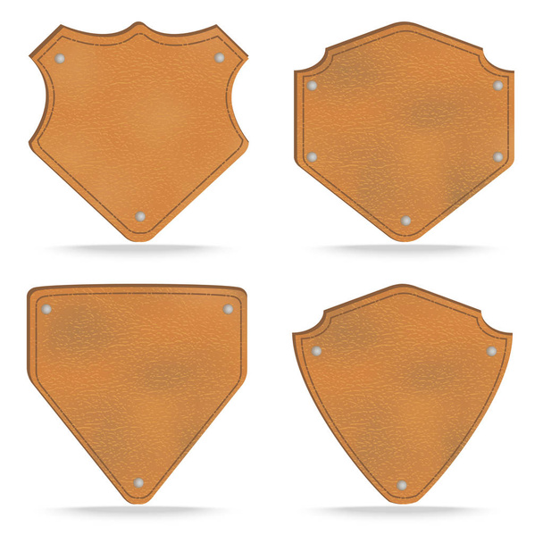 Set of leather tag labels on white - Photo, Image