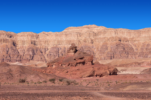 Пустельний пейзаж, Повітряне зображення гір і суходолу з синім горизонтом на задньому плані.. - Фото, зображення