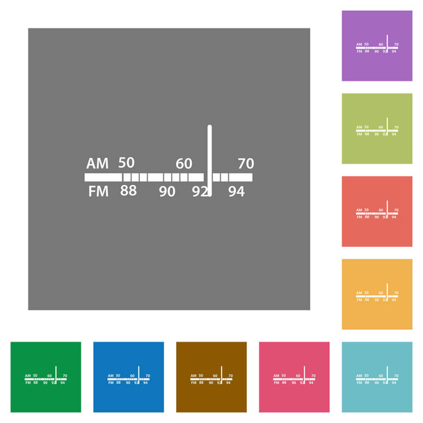 Radio sintonizador cuadrados iconos planos
 - Vector, imagen