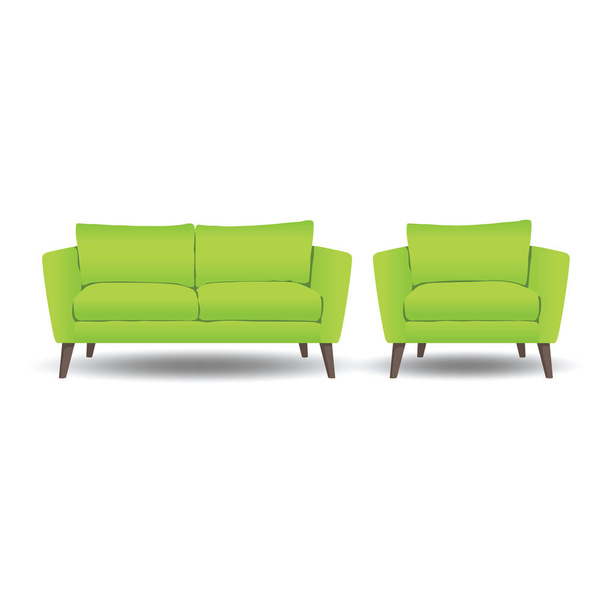 A set of illustrations for website - furniture vector icon. Element 8 sofa and chair couch divan settee stool armchair lounge comfort of Webit.Top - Vektor, kép
