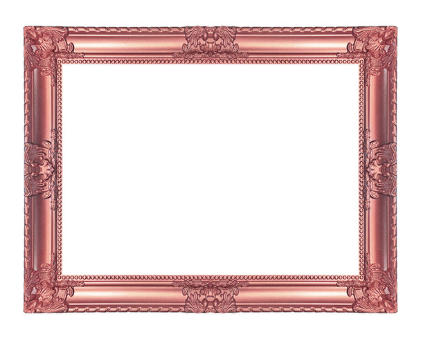 antik roter Rahmen isoliert auf weißem Hintergrund, Clipping-Pfad - Foto, Bild
