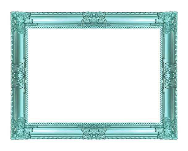 marco azul antiguo aislado sobre fondo blanco, camino de recorte
 - Foto, Imagen