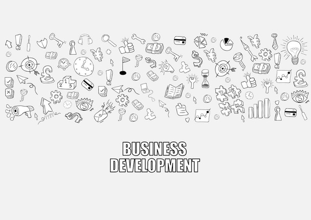 Розвиток бізнесу каракулі об'єкти фон, малюнок вручну
 - Вектор, зображення