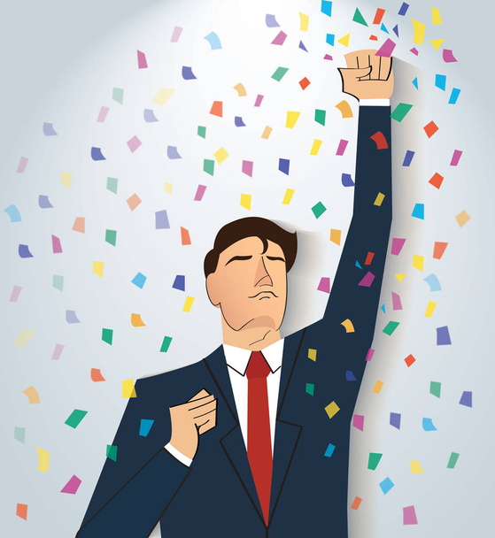 businessman celebrating a successful achievement. Business concept illustration. - Vetor, Imagem