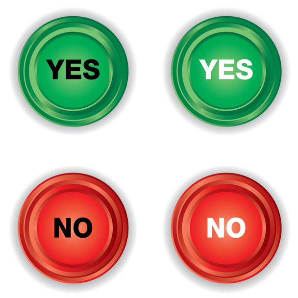 Green and Red button with YES or NO on white background. - Vector, Image