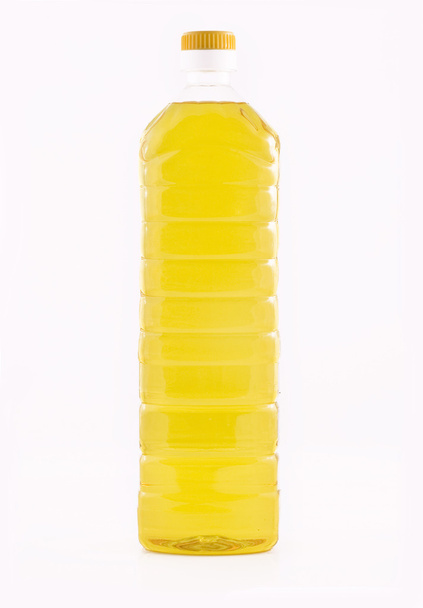 黄金のヒマワリ種子油の瓶 - 写真・画像