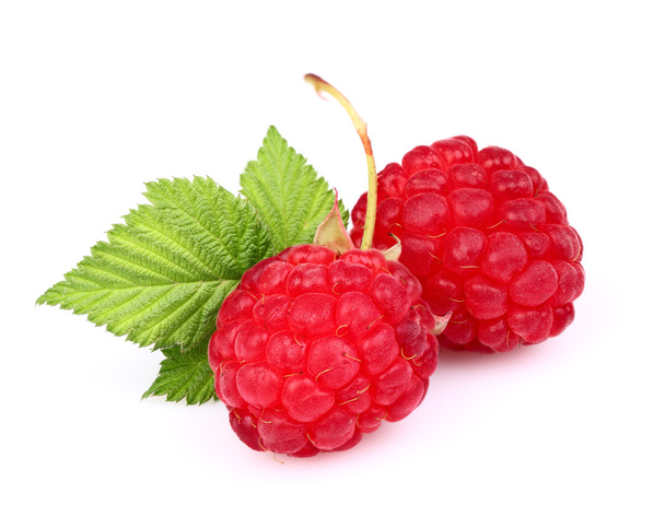 Ripe raspberry with leaf - Zdjęcie, obraz