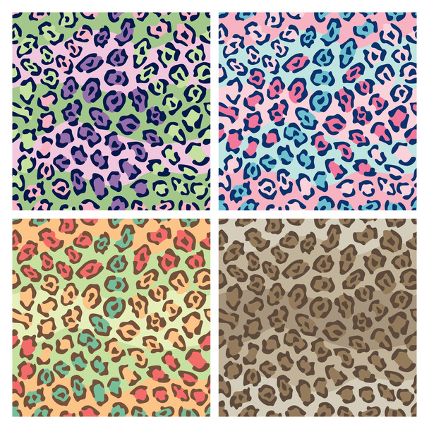 4 の colorways で斑点を付けられた猫パターン - ベクター画像