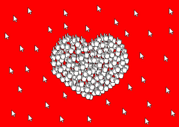 Many cursors form sign of heart symbol of love - Vector, Image