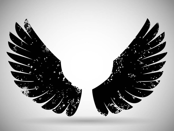 Zwarte grunge vleugels  - Vector, afbeelding