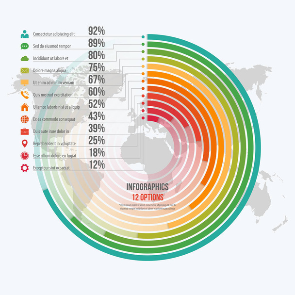 Vektor šablona pro kruh informativní infografiku s 12 možností - Vektor, obrázek
