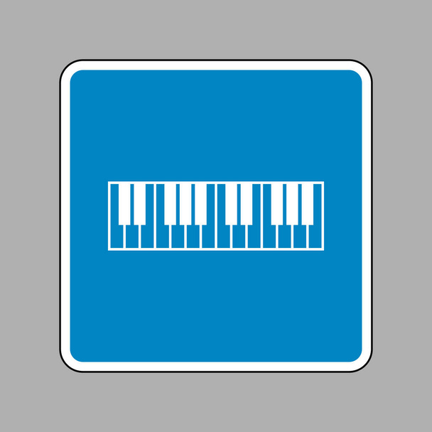 Klaviertastatur. weißes Symbol auf blauem Schild als Hintergrund. - Vektor, Bild