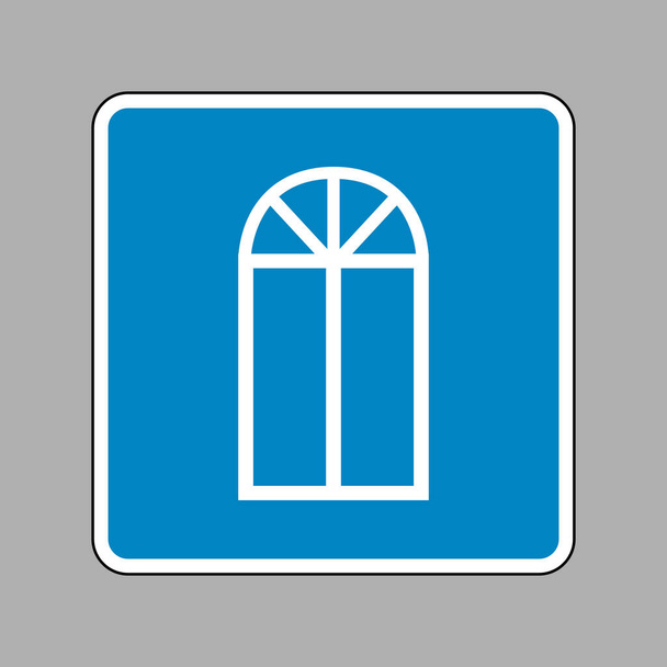 Fenster einfaches Zeichen. weißes Symbol auf blauem Schild als Hintergrund. - Vektor, Bild