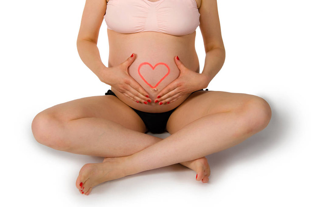 Kobieta w ciąży osiem i pół miesiąca - Zdjęcie, obraz
