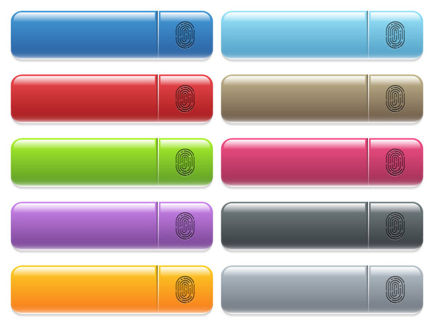 Icone con impronte digitali sul pulsante di menu rettangolare lucido a colori
 - Vettoriali, immagini
