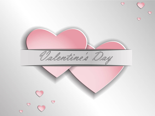 3D-papier hart op een grijze achtergrond. Briefkaart Aftelkalender voor Valentijnsdag. - Vector, afbeelding