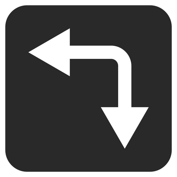 Bifurcation Arrow Left Down Flat Squared Vector Icon - Вектор,изображение