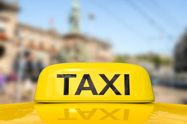 黄色のタクシー サイン - 写真・画像