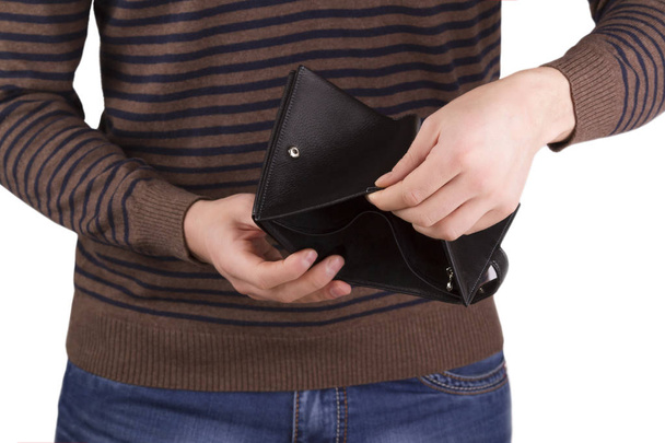 man holding an empty wallet - Fotó, kép