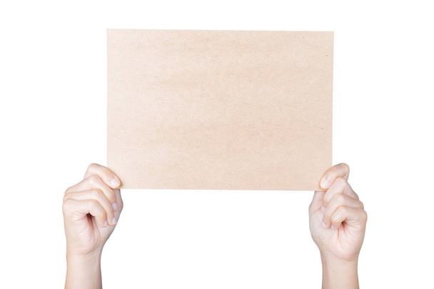 kahverengi boş kağıt tutan el  - Fotoğraf, Görsel
