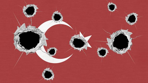 Flaga Turcja perforowane nabojami - Zdjęcie, obraz