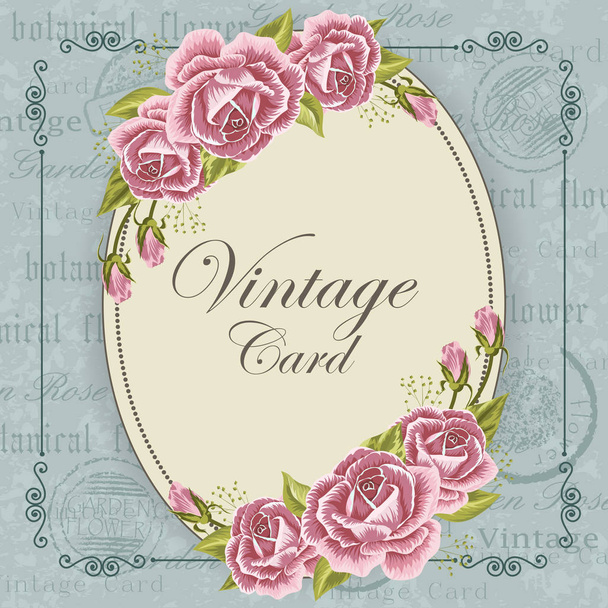 Vintage card with flowers - Vector, Image