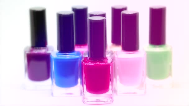 Nail Polish Bottles Different Colors - Footage, Video