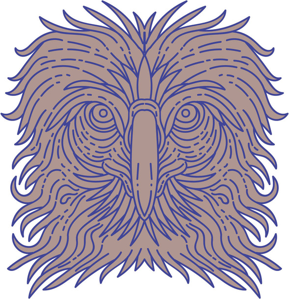 Great Philippine Eagle Head Mono Line - Vector, Image