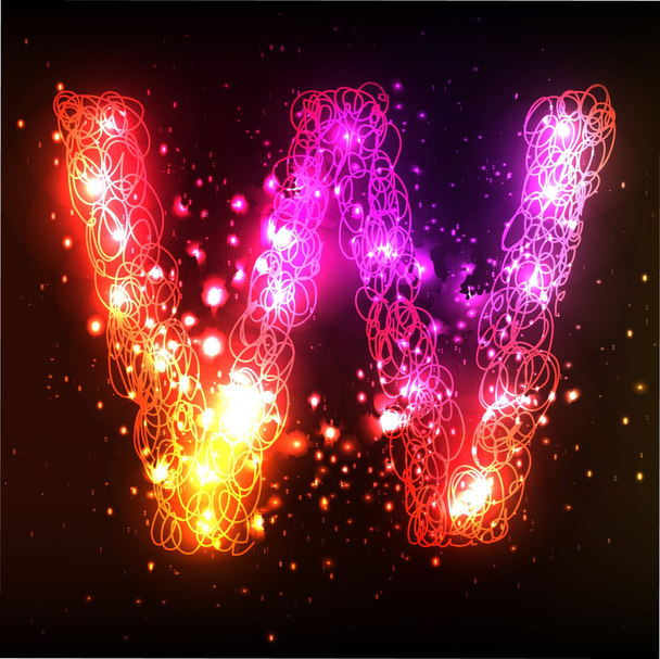 Neon Light Alphabets. Letter W - Foto, Imagem