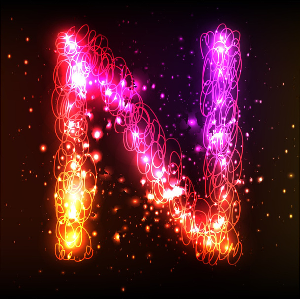 Neon Light Alphabets. Letter N - Foto, immagini