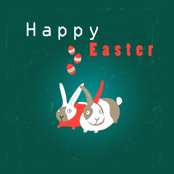 Easter card with rabbits - Vector, afbeelding