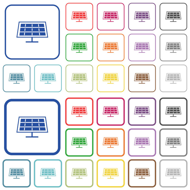 Solarmodul skizziert flache Farbsymbole - Vektor, Bild